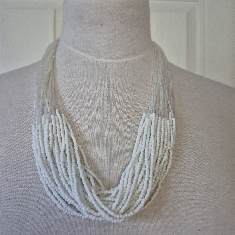 Chic White Beaded Necklace
